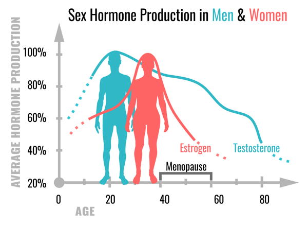 Tabelle Testosteron und Estrogen im Altersverlauf